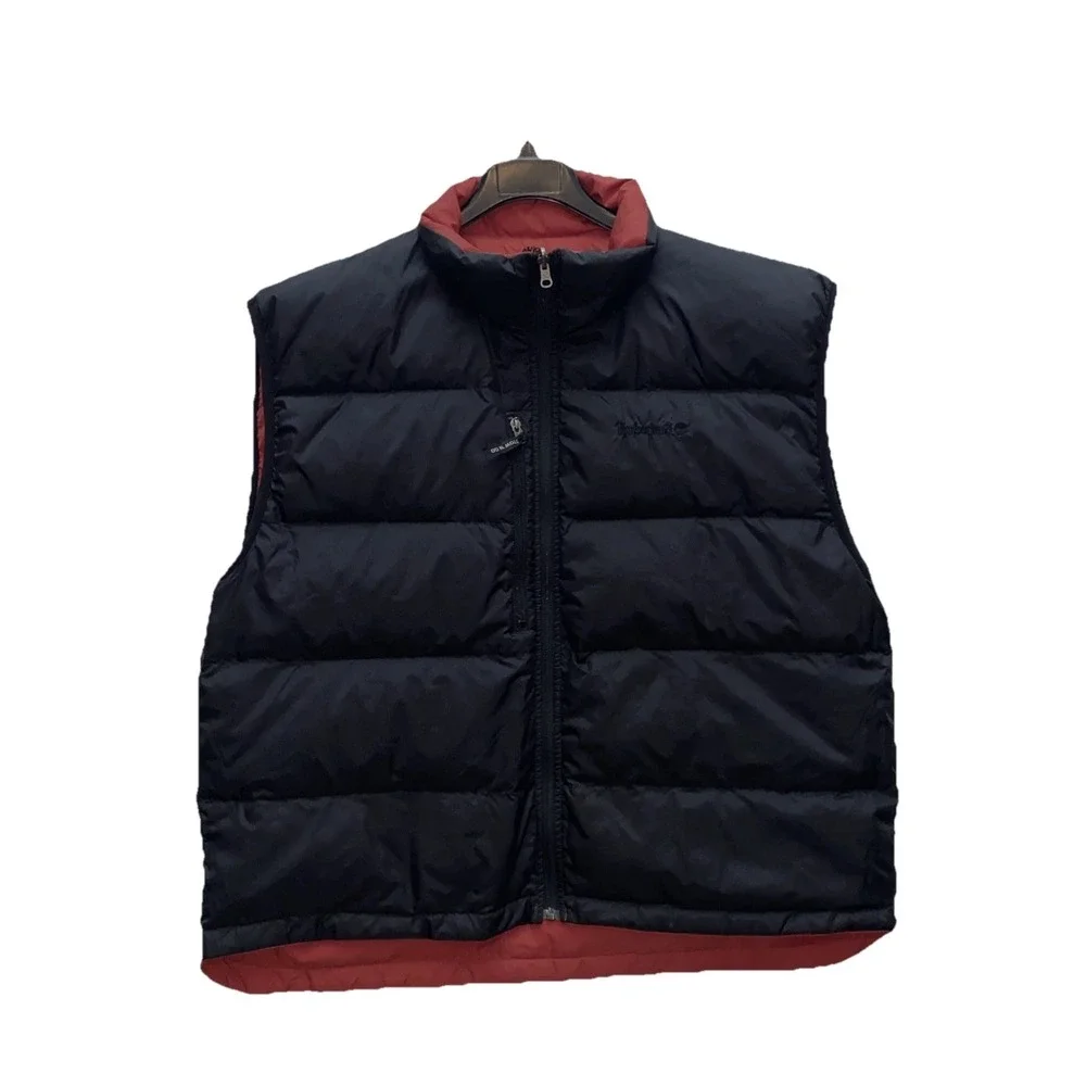 Timberland Weathergear Reversible Down Vest Men's XXL Black Burnt Orange‎ Puffer